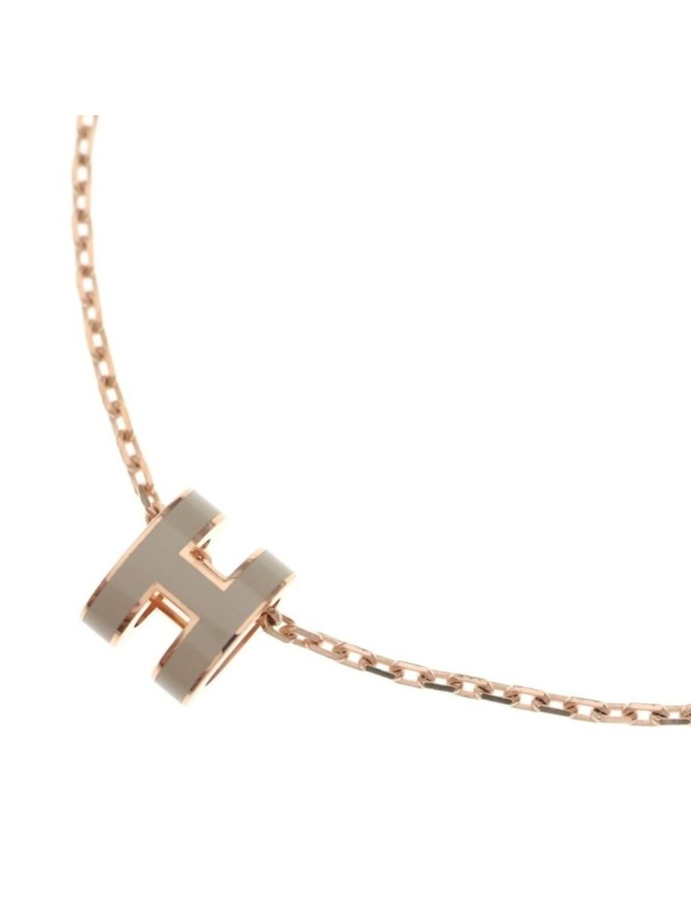 Hermes Mini Pop H Necklace Brown Glace Rocabar Metal
